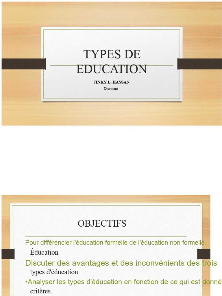 Types d'éducation : formelle, informelle, non formelle | PDF ...