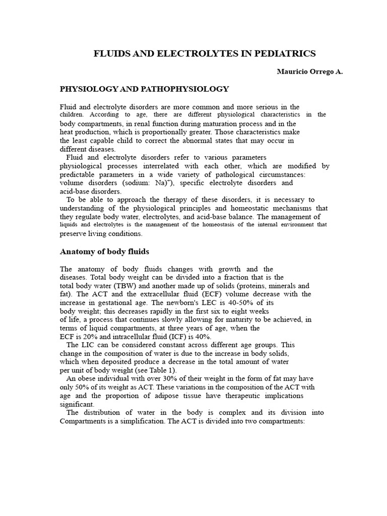 Pediatric Fluid and Electrolyte Management | PDF | Angiotensin ...