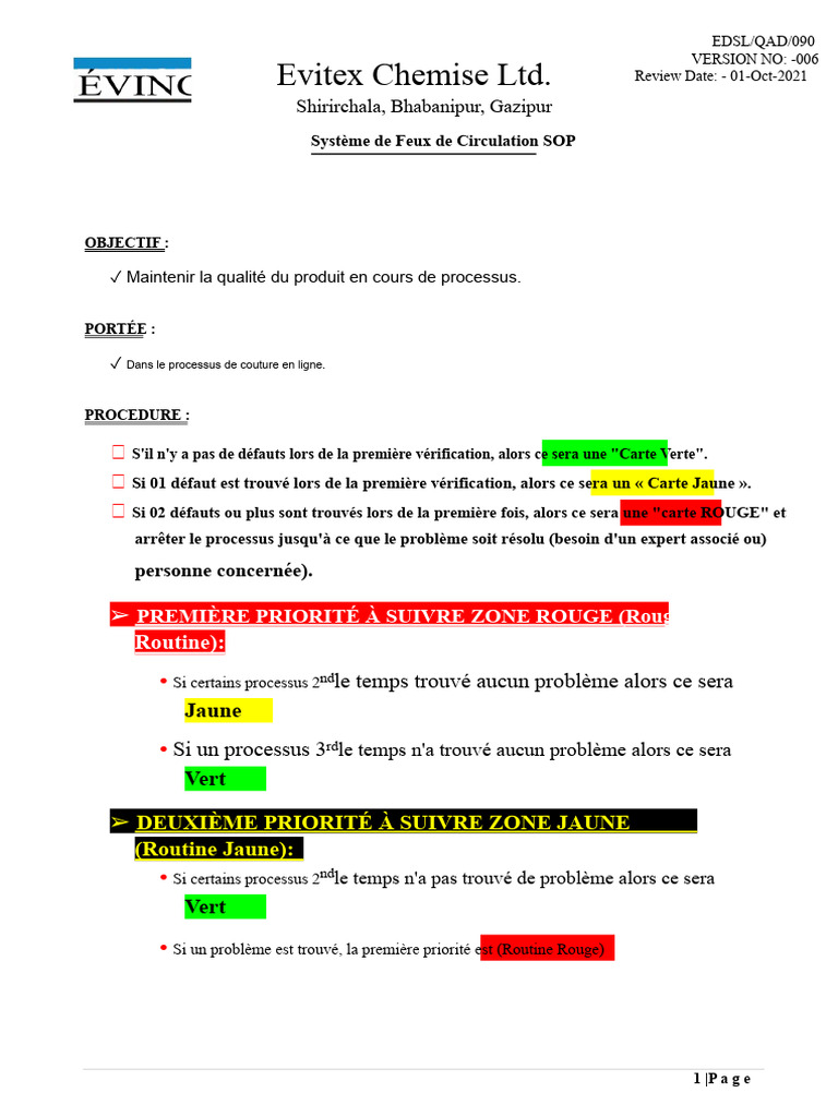 SOP Système de Feux de Circulation EDSL | PDF | Feu de circulation