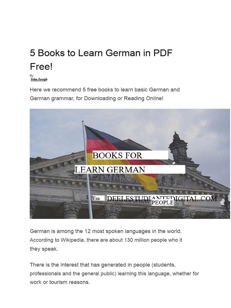 Free PDF Books to Learn German | PDF | German Language | Grammar