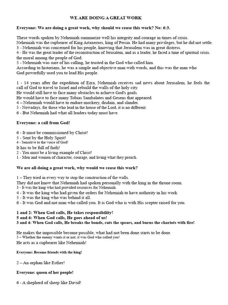 Chorus I Am Doing A Great Work | PDF | Ezra | Christian Belief And Doctrine