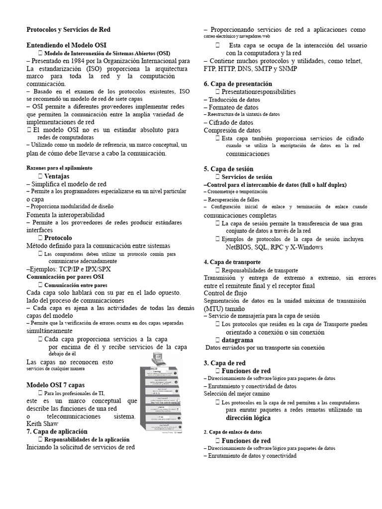 Protocolos y Servicios de Red | PDF | Modelo osi | Red de computadoras