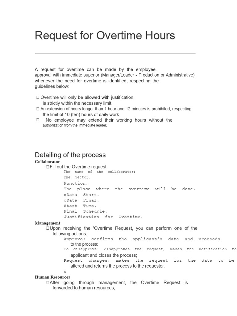 Overtime Request Process Guidelines | PDF