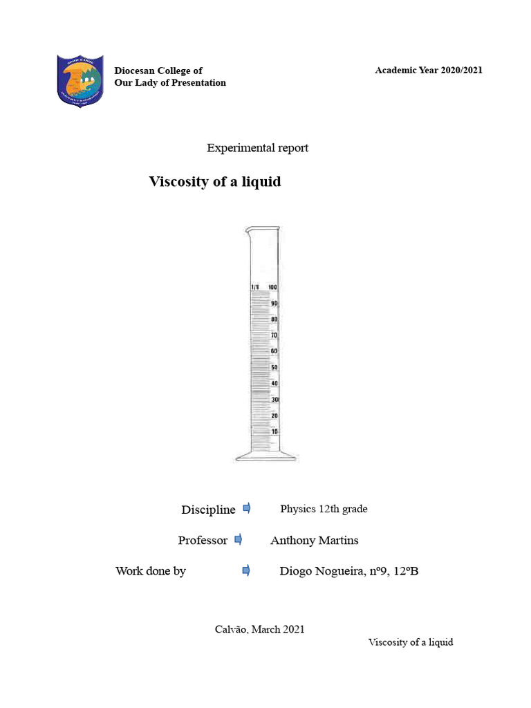 Viscosity Measurement Experiment Report | PDF | Viscosity | Liquids