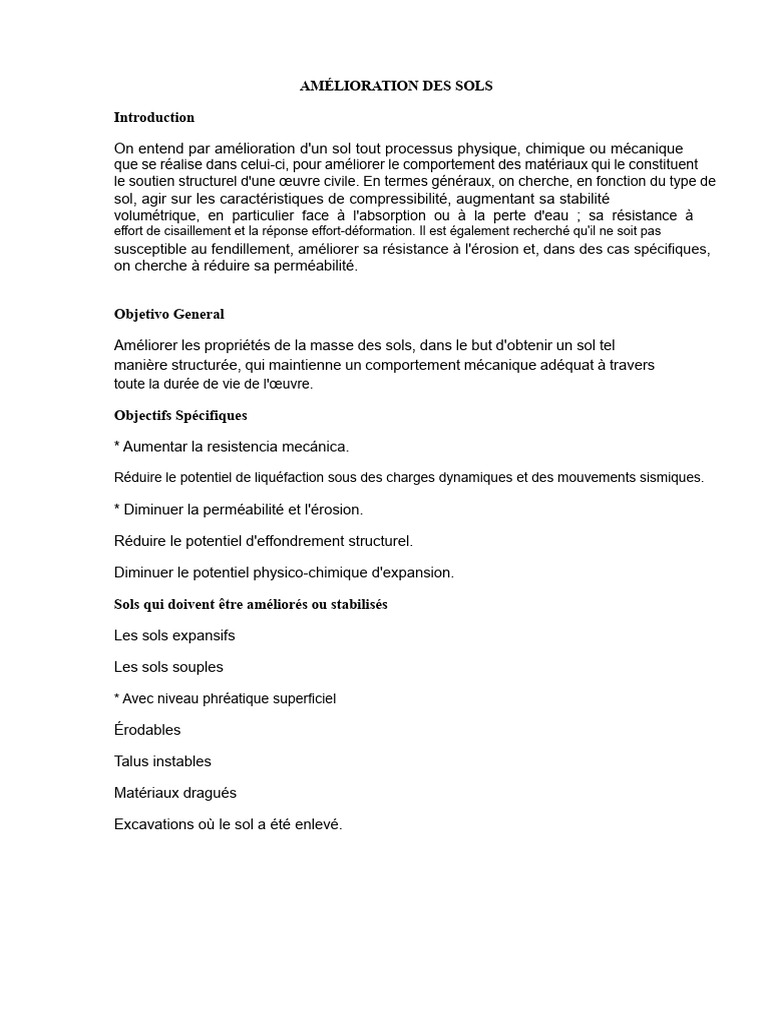 Techniques d'Amélioration des Sols | PDF | Ciment | Sol (pédologie)
