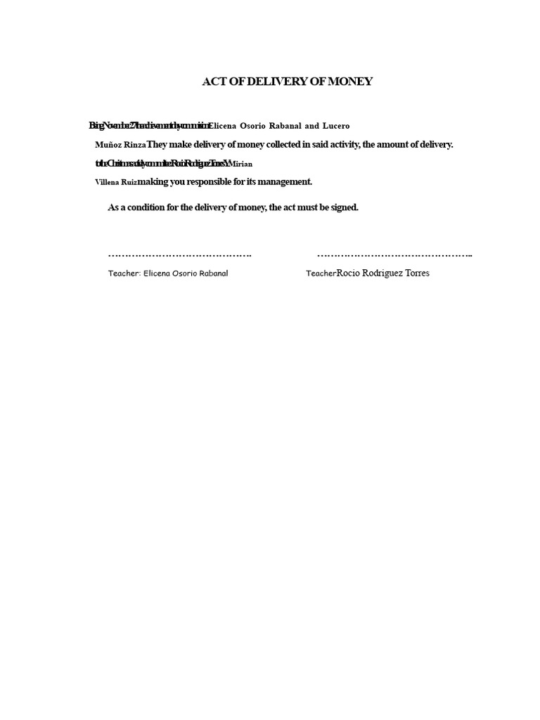 Money Delivery Act for Christmas Event | PDF