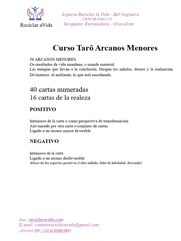 Manual de Tarot Arcanos Menores | PDF | Tarot | Amor
