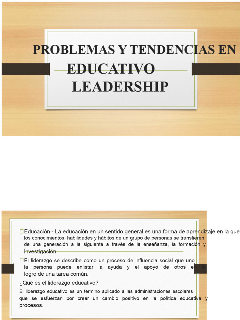 Tendencias y Problemas en Liderazgo Educativo | PDF | Liderazgo ...