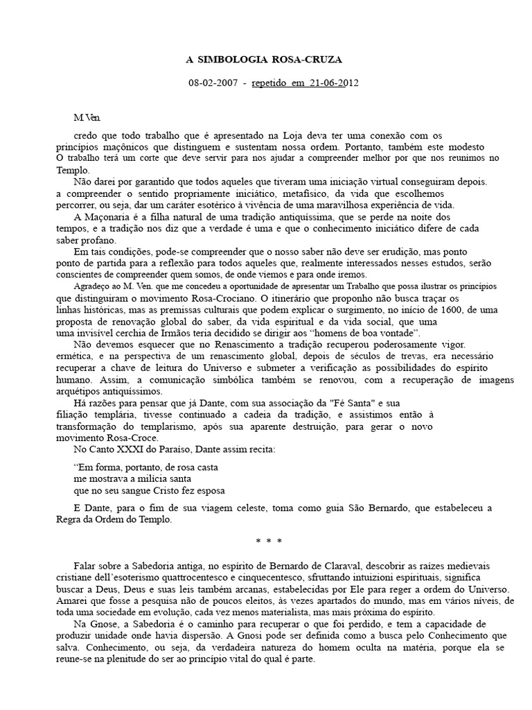 Simbologia Rosa-Cruz e Gnose Esotérica | PDF | Maria, mãe de Jesus | Amor