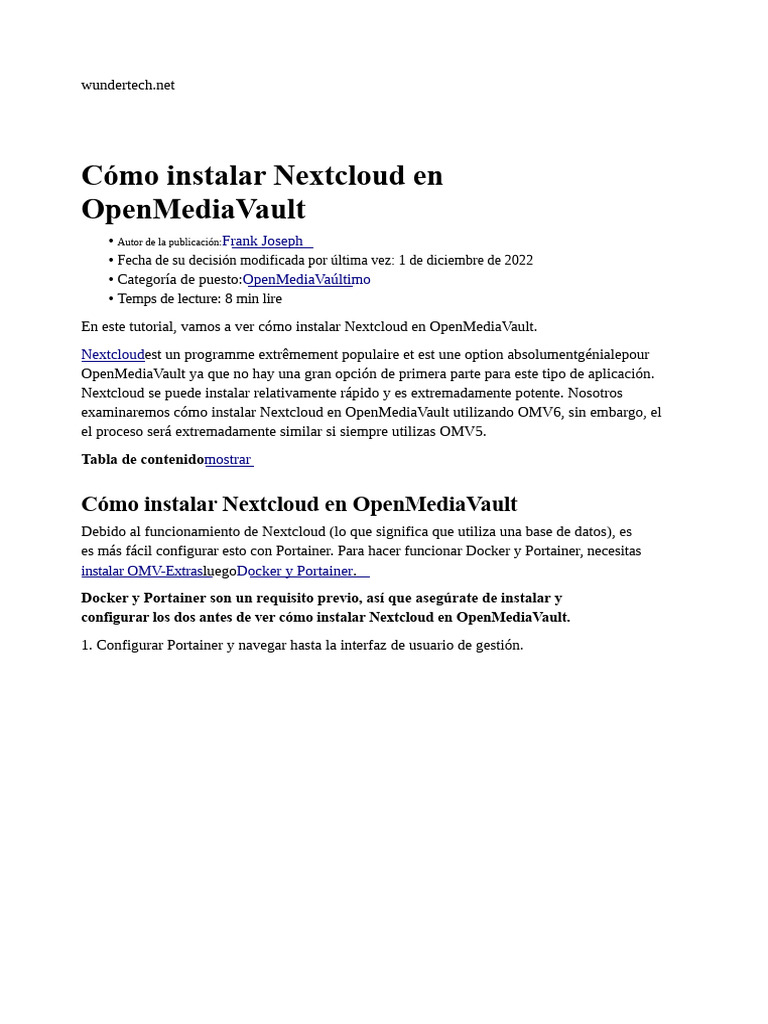 Instalar Nextcloud en OpenMediaVault | PDF | Archivo de computadora ...