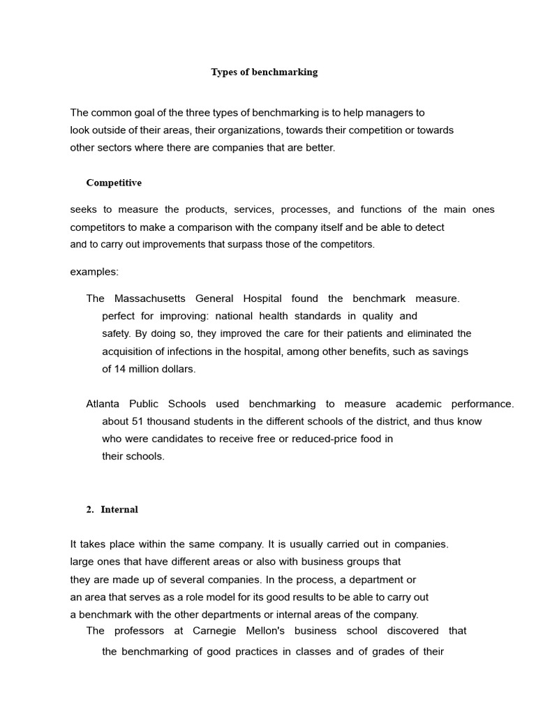 Types of Benchmarking | PDF | Benchmarking | Supply Chain