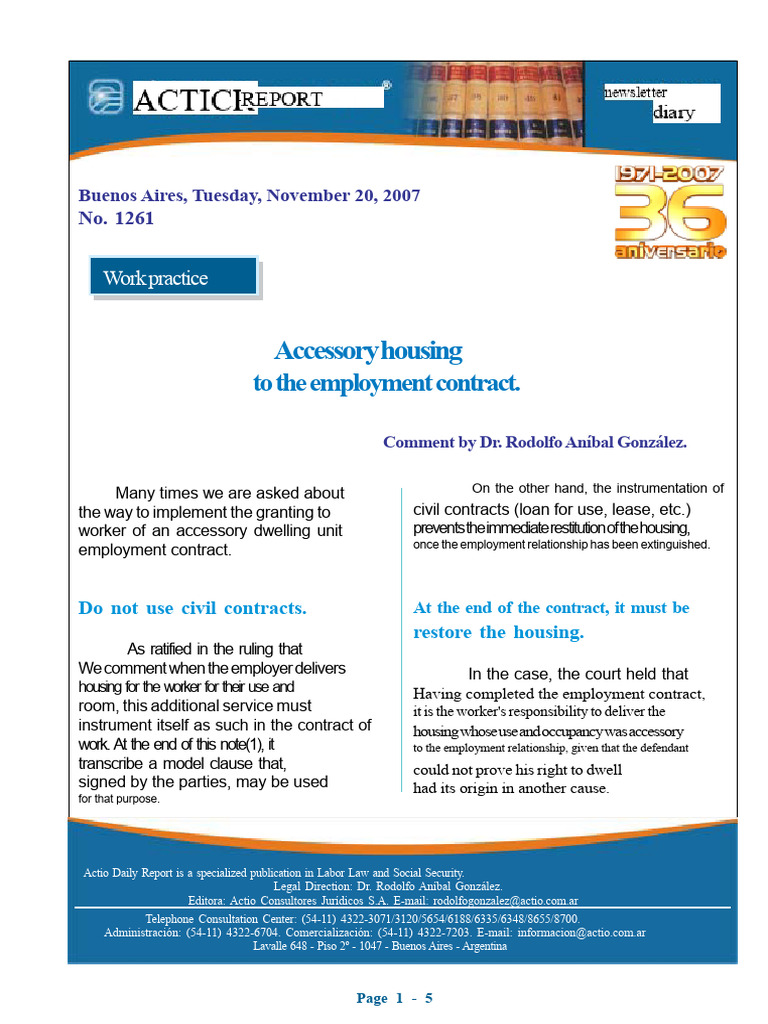 Accessory Housing in Employment Contracts | PDF | Employment | Justice
