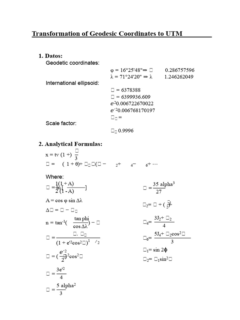 Transformation of Geodetic Coordinates To UTM | PDF | Latitude ...