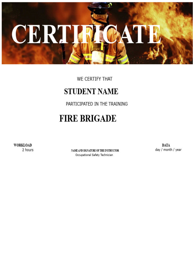 Fire Brigade Training Certificate | PDF