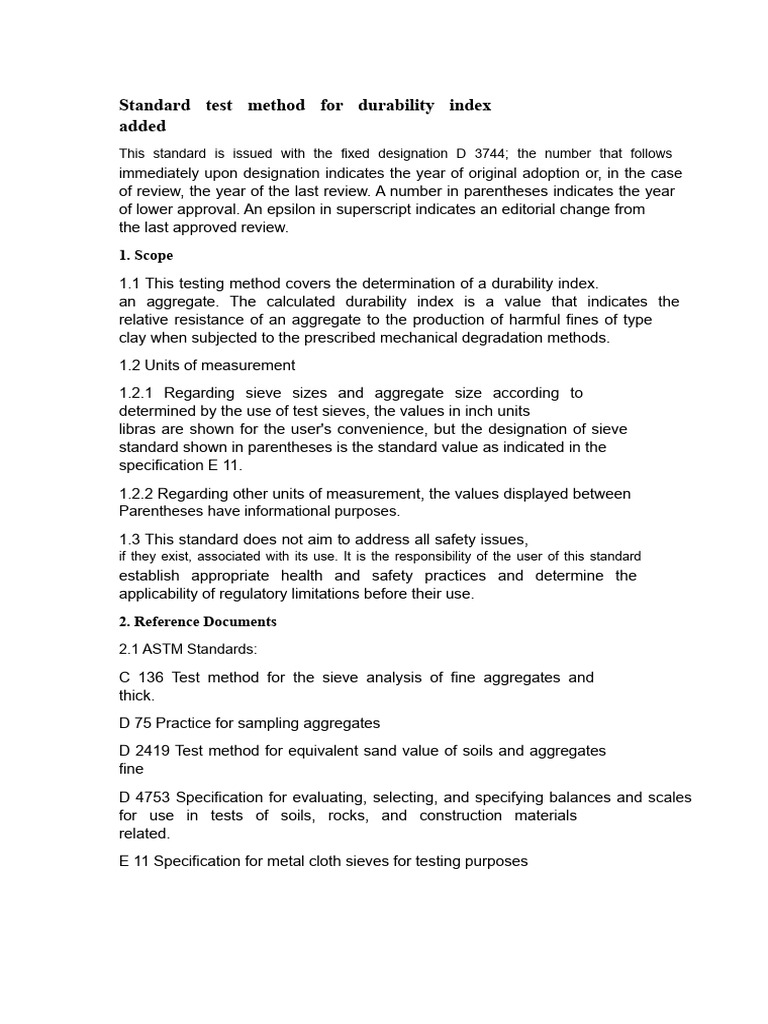 Durability Index Testing Method | PDF | Standard Deviation | Accuracy ...