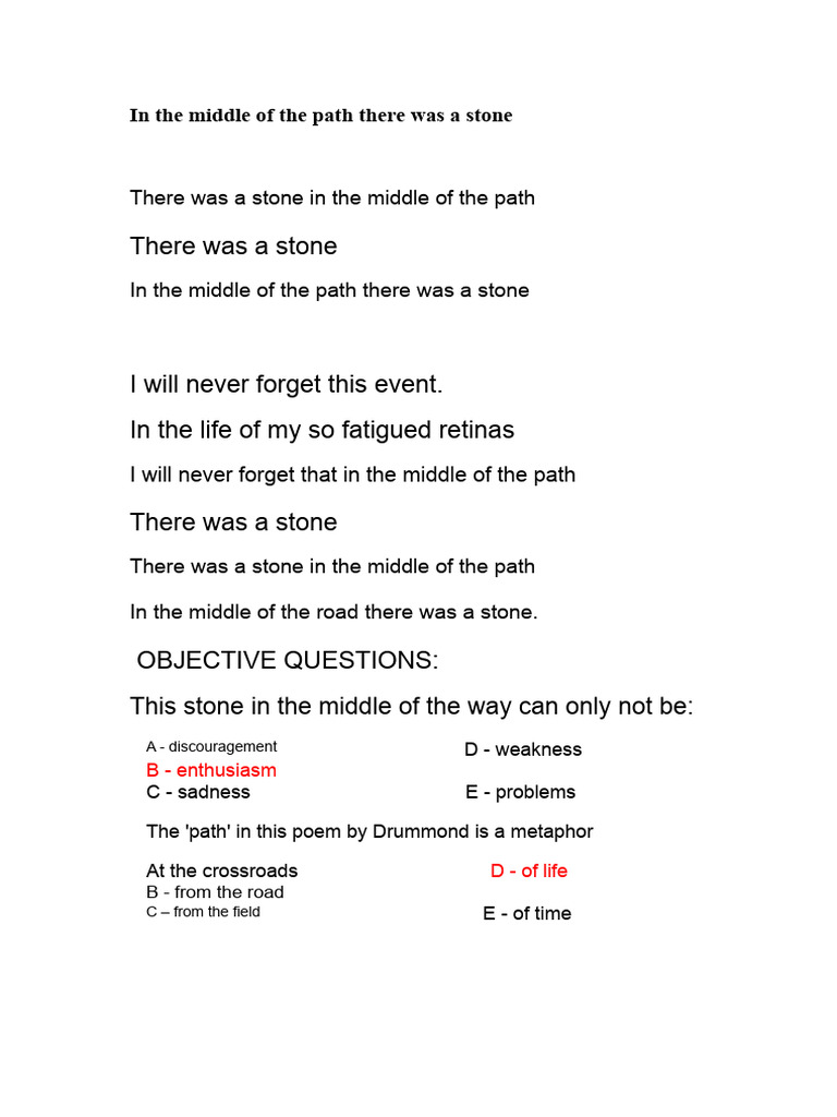 Analyzing Drummond's Poem: The Stone | PDF | Poetry | Linguistic Morphology