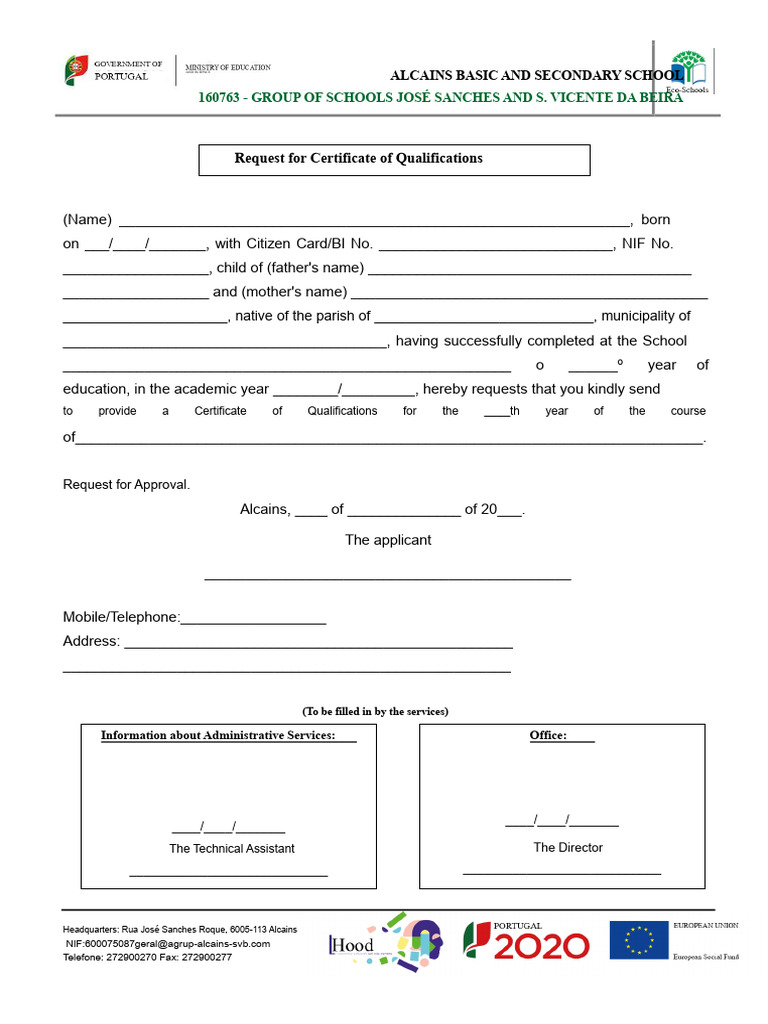 Certificate of Qualifications Request Form | PDF