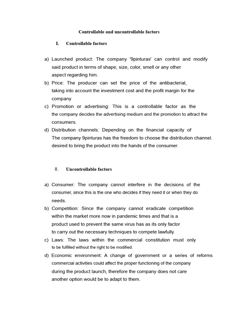 Controllable vs Uncontrollable Factors | PDF