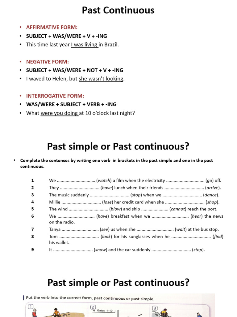 Past Continuous Tense Explained | PDF