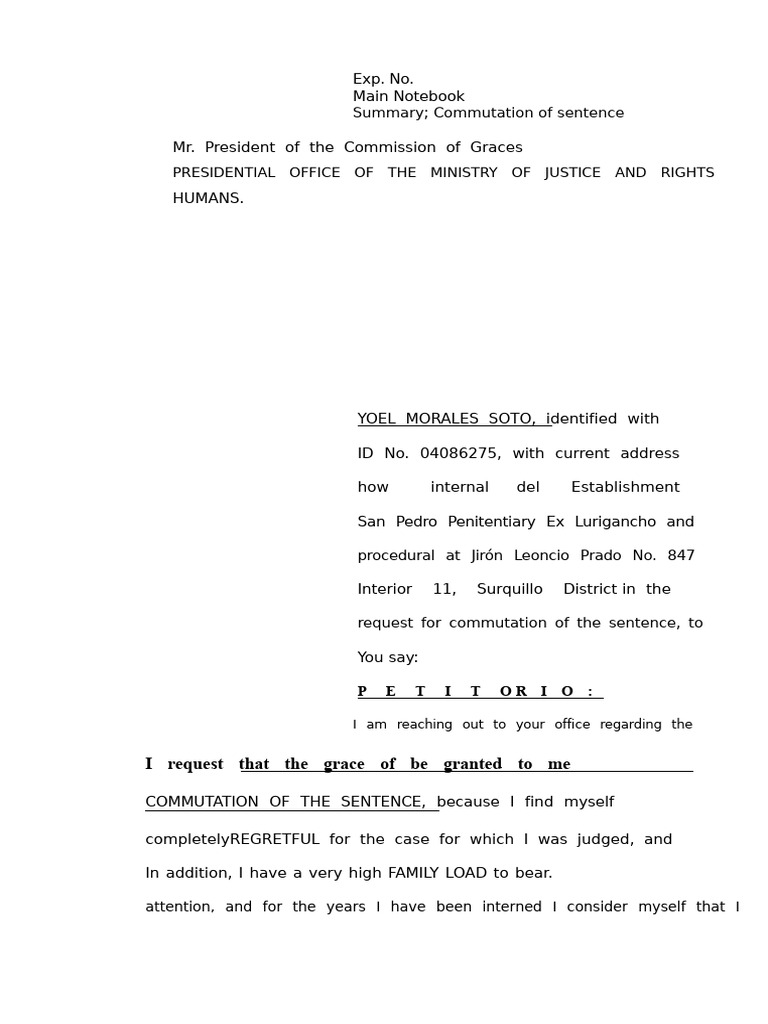 Commutation of Sentence Request Letter | PDF | Prison | Penology