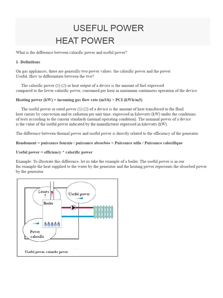 Calorific vs Useful Power Explained | PDF | Heat | Continuum Mechanics
