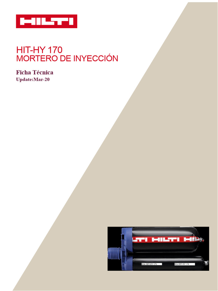 Mortero de Inyección HIT-HY 170: Especificaciones | PDF | Perforación ...