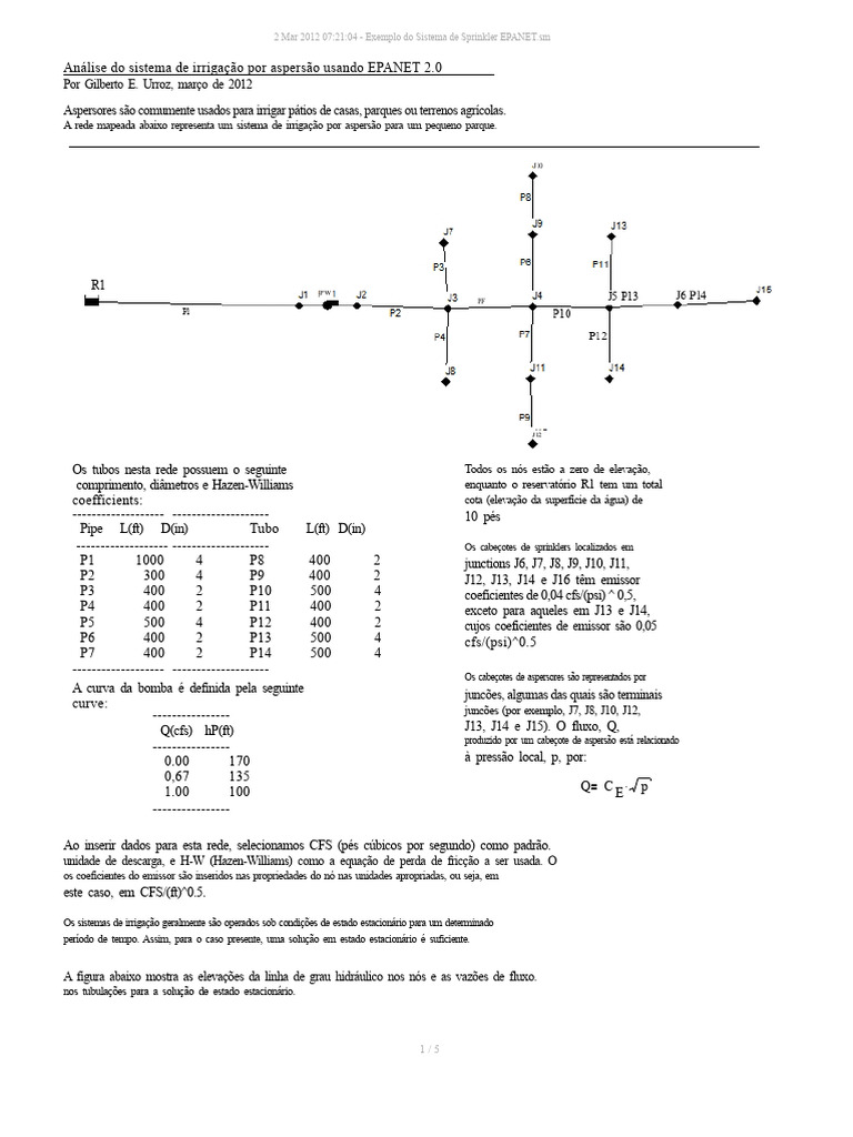 Exemplo de Sistema de Sprinkler Epa Net | PDF | Bomba | Irrigação