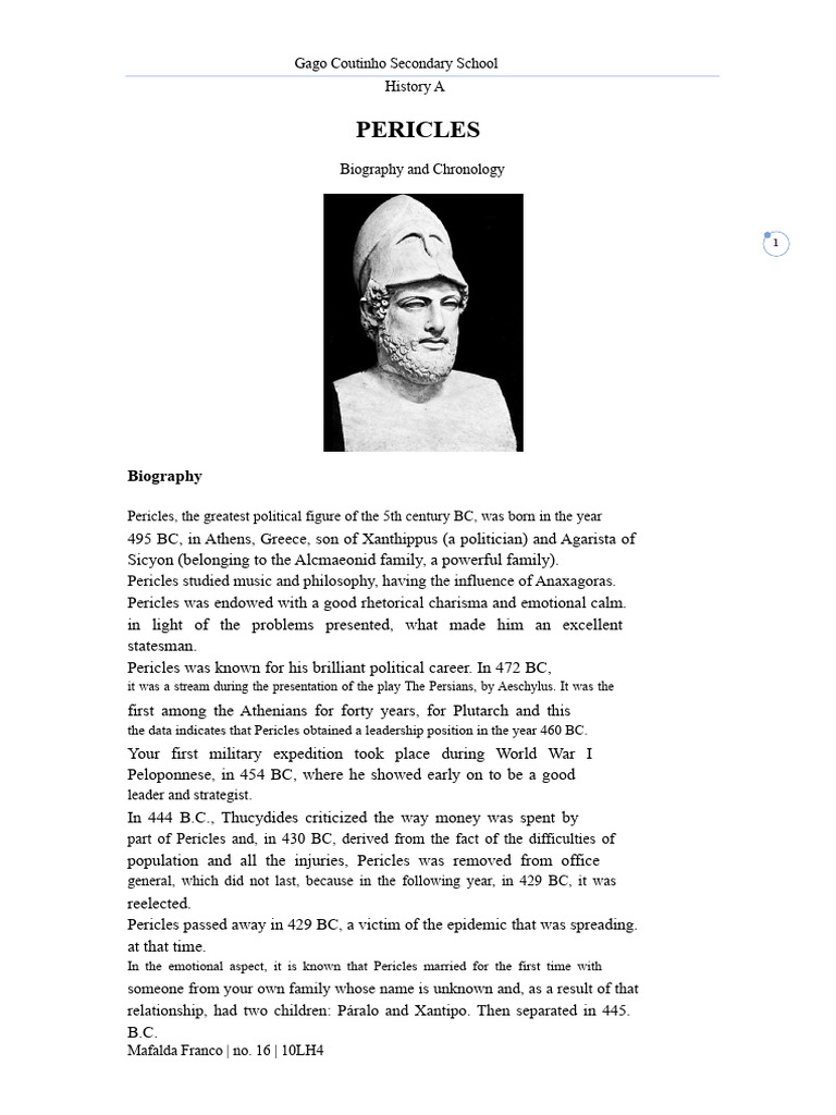 Pericles: Athenian Leader's Legacy | PDF | Ancient Greece | Classical ...