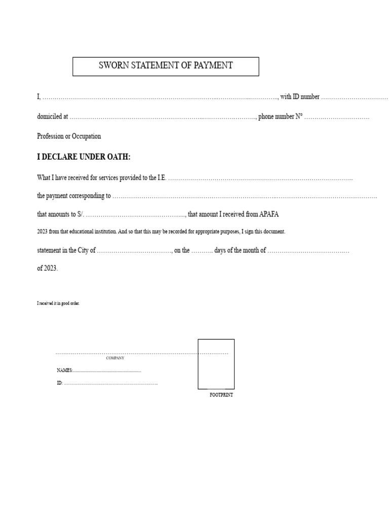 Sworn Payment Statement Template | PDF