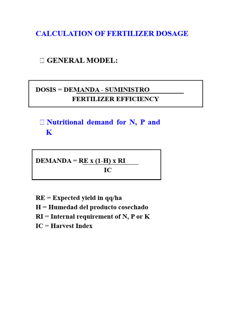 Fertilizer Dosage Calculation Guide | PDF | Fertilizer | Cereals