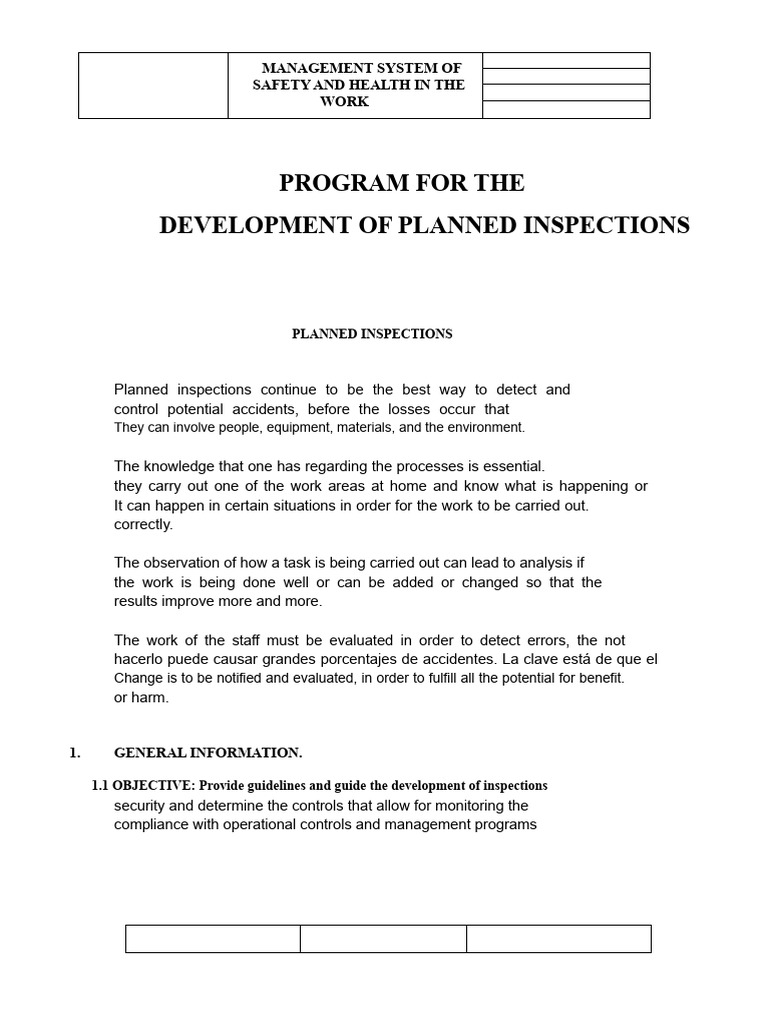 SST-PG-06 PLANNED INSPECTIONS PROGRAM.docx | PDF | Risk | Occupational ...