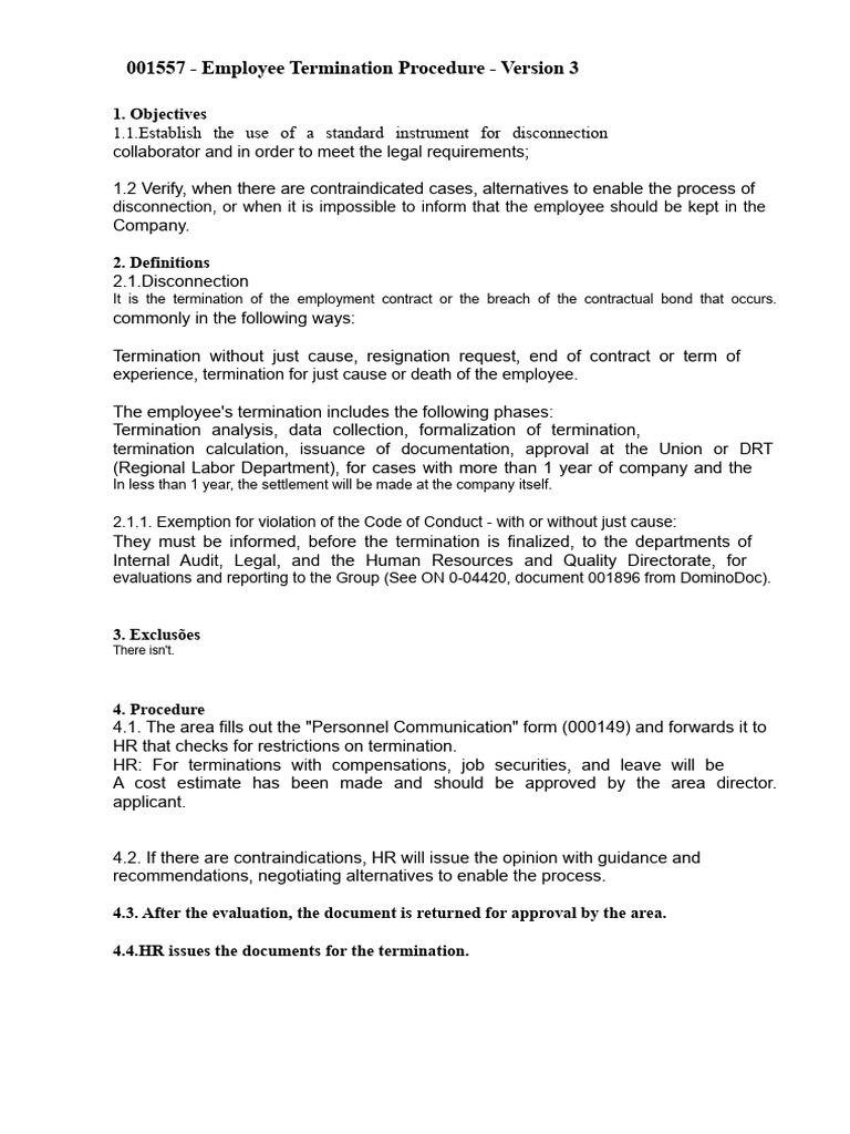 Procedure For Disconnection | PDF | Employment | Business