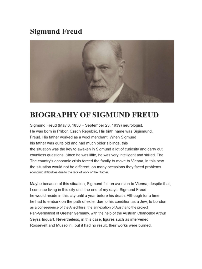 Sigmund Freud: Pioneer of Psychoanalysis | PDF | Sigmund Freud ...