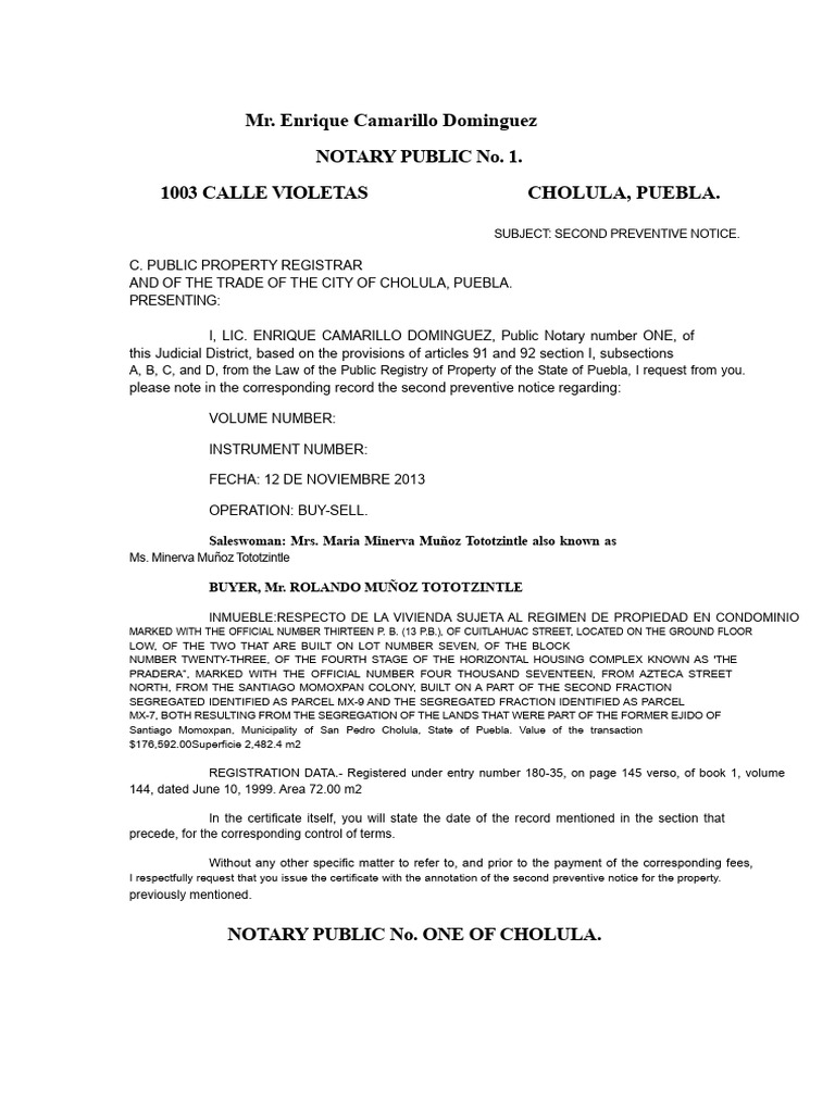 2 NOTICE No. 1 (2) | PDF | Civil Law (Common Law) | Common Law