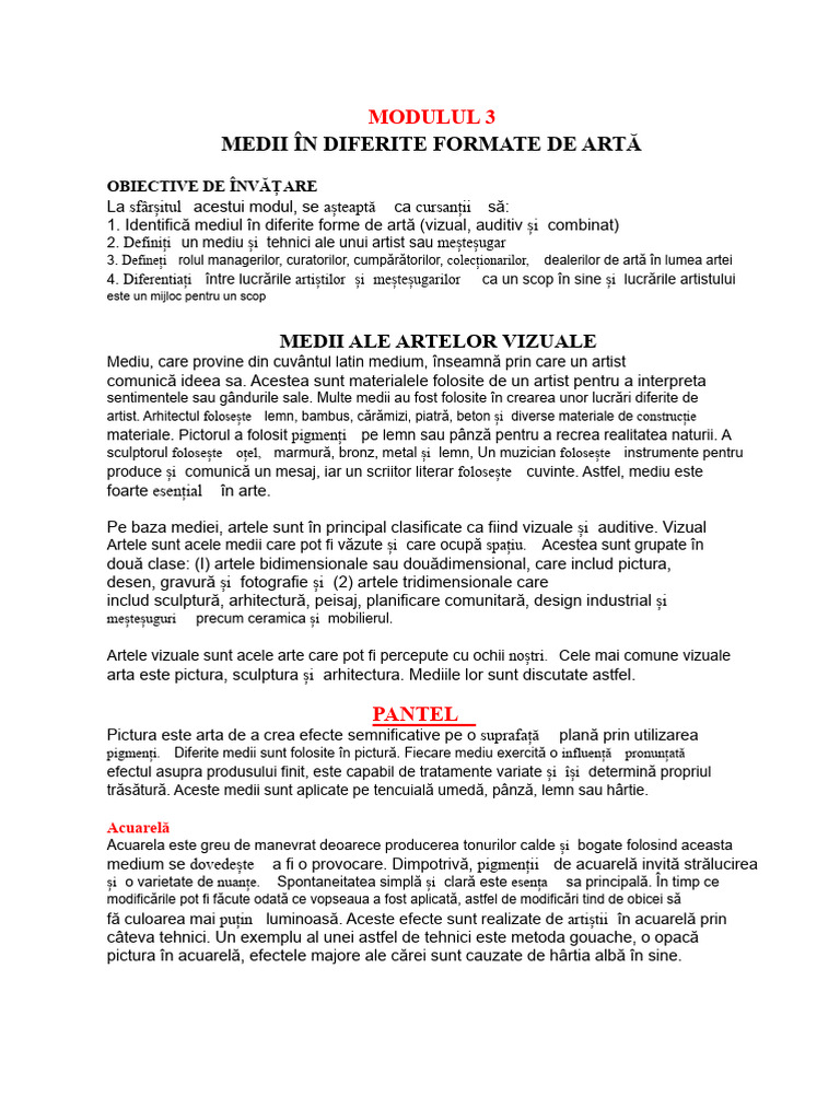 MODULE 3 Medii in Various Forme de Art PDF | PDF