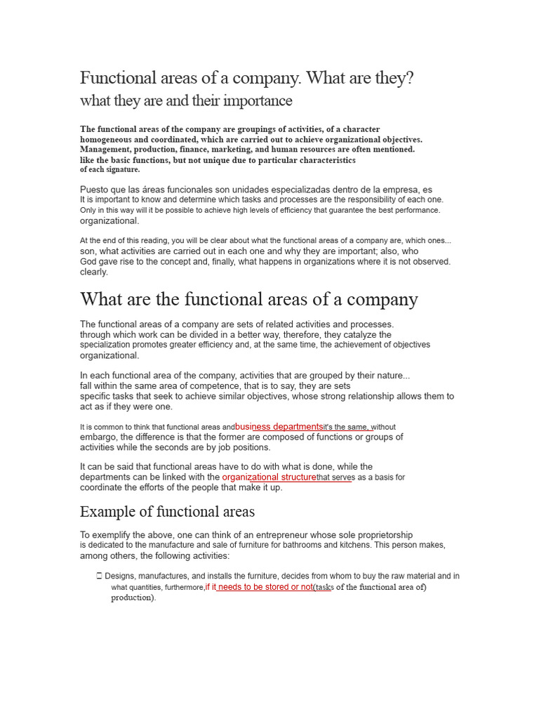 Functional Areas of A Company. What They Are, What They Are and Their ...