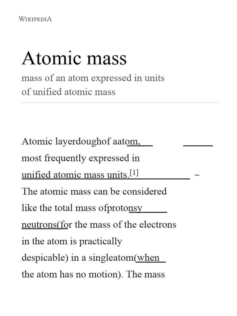 Understanding Atomic Mass and Weight | PDF | Mole (Unit) | Isotope