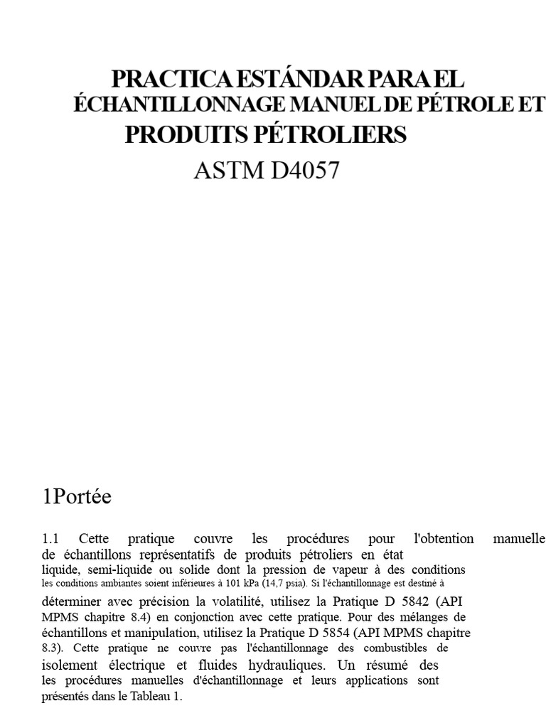 Échantillonnage manuel de pétrole ASTM D4057 | PDF | Pétrole