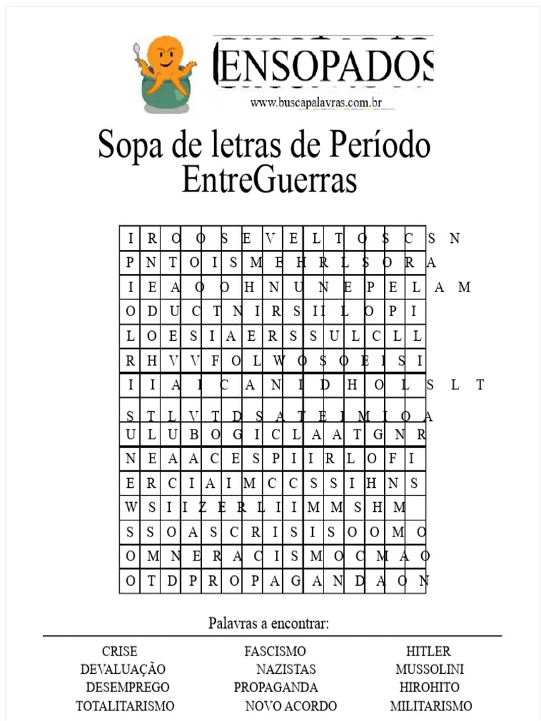 Sopa de Letras: Período Entre Guerras | PDF