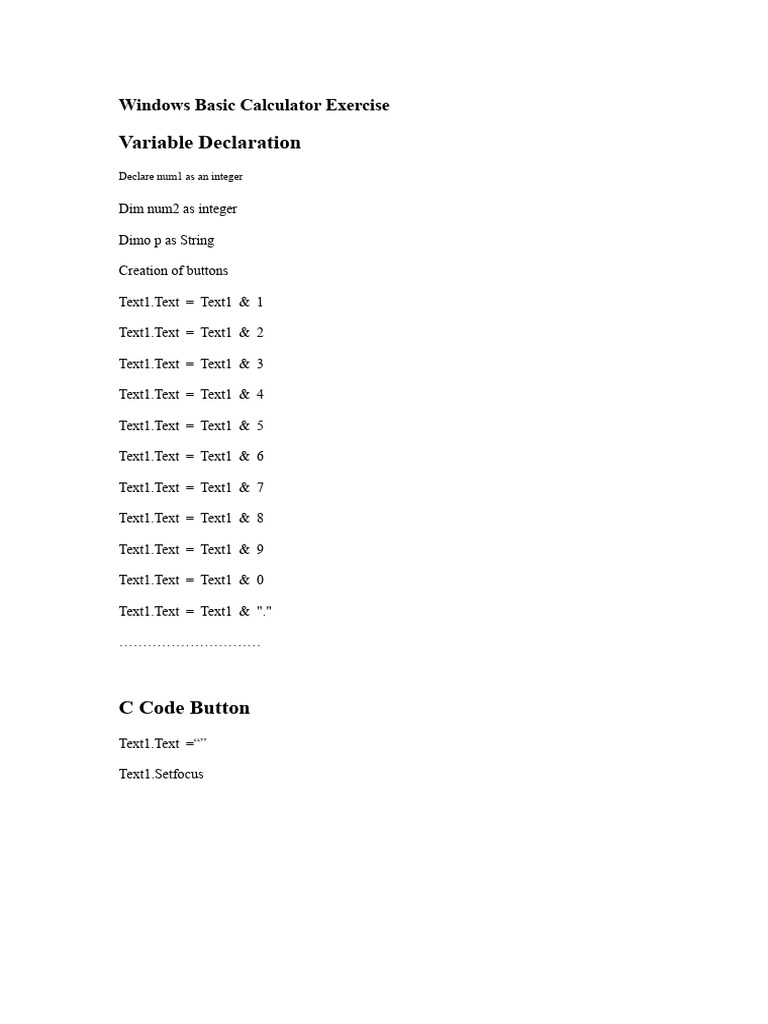 Windows Basic Calculator Exercise | PDF