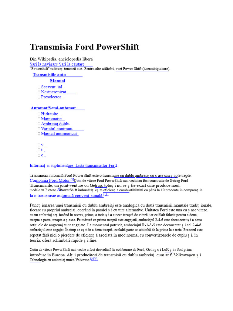 Transmisia Ford PowerShift | PDF