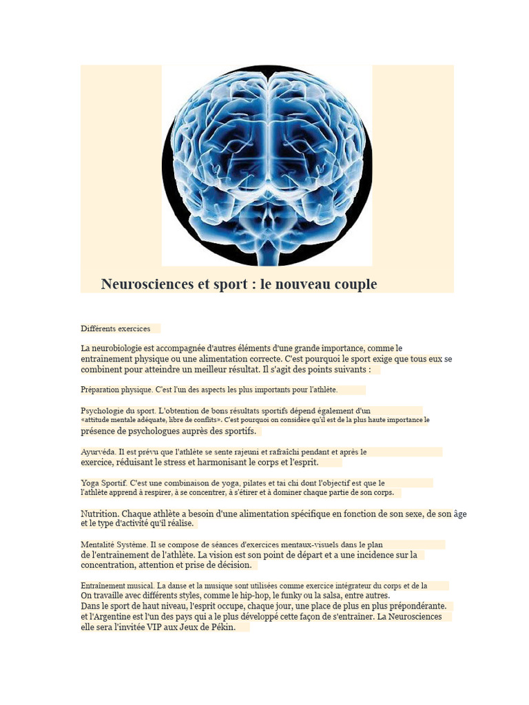 Neurosciences et performance sportive | PDF | Cerveau | Neurone