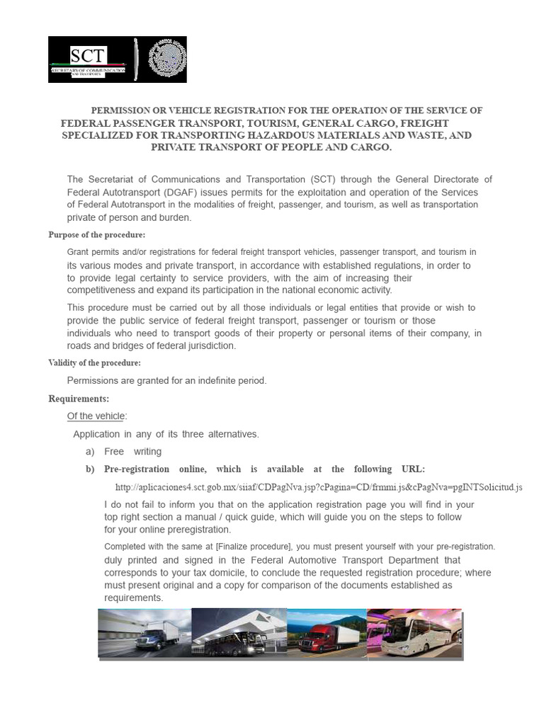 Requirements For Federal Freight Transport Procedure | PDF | Identity ...