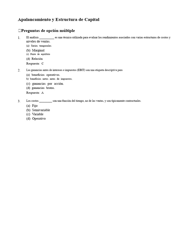 Apalancamiento y Estructura de Capital | PDF | Apalancamiento (Finanzas ...