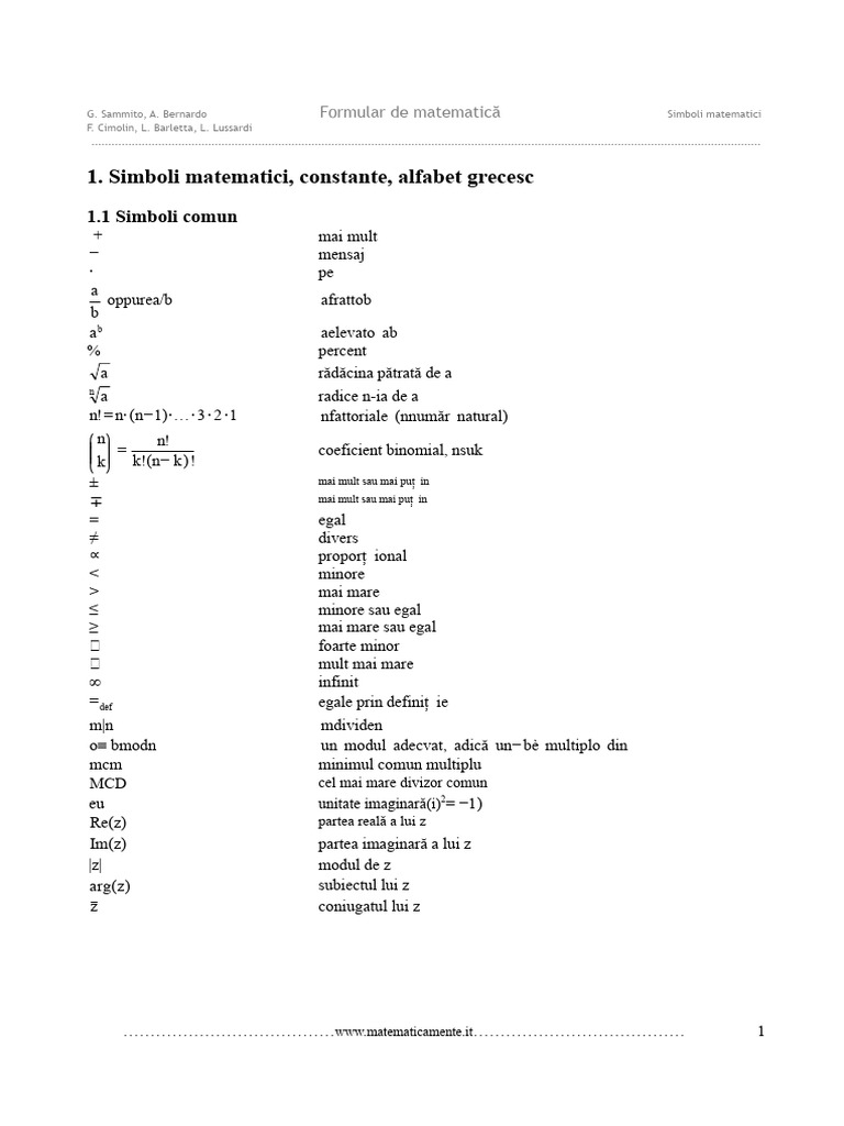 Simboluri Matematice | PDF