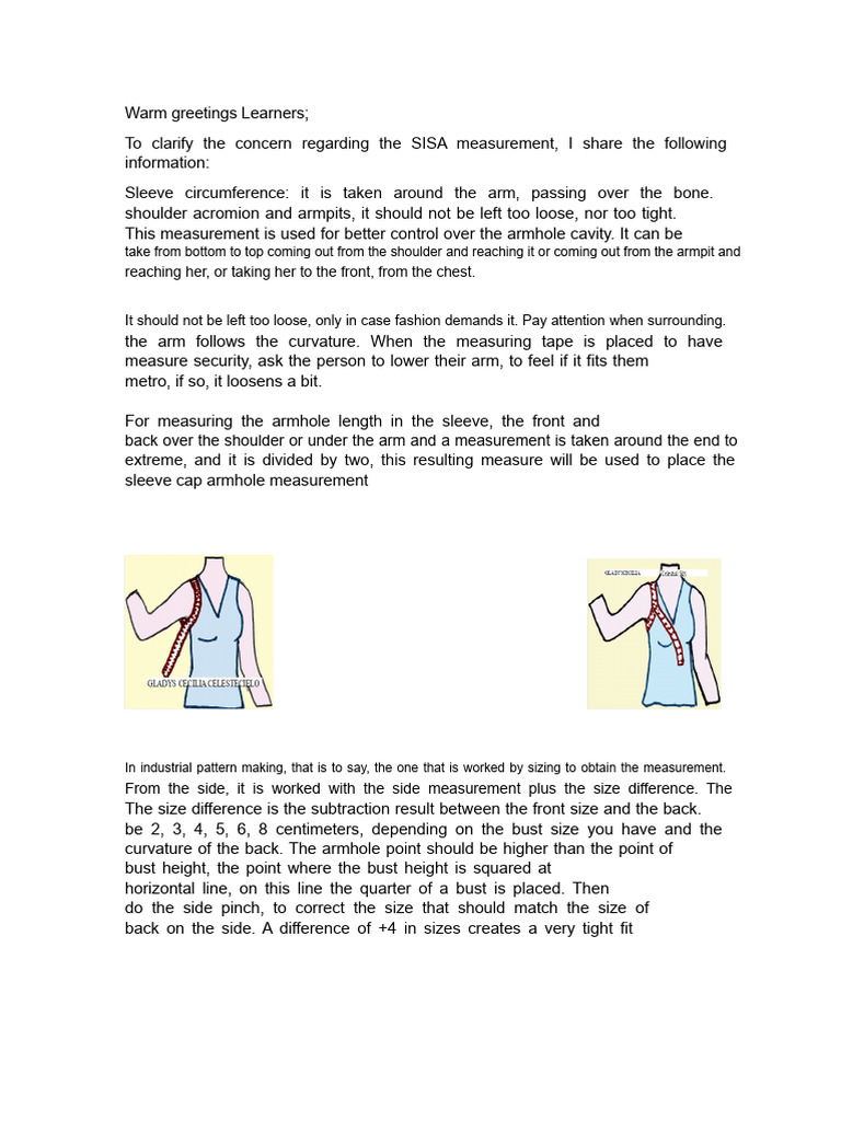 SISA Measurement Guide for Sleeve Fitting | PDF