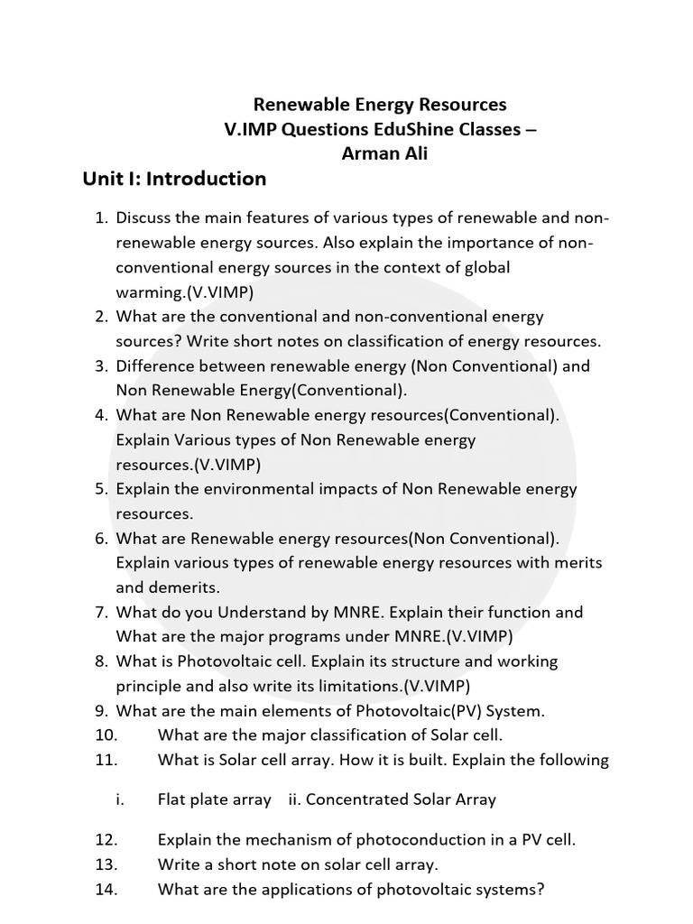 Comprehensive Guide to Renewable Energy | PDF | Solar Energy ...