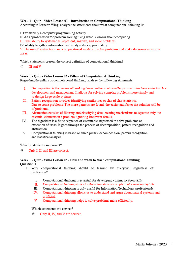Introduction to Computational Thinking | PDF | Computer Data Storage ...
