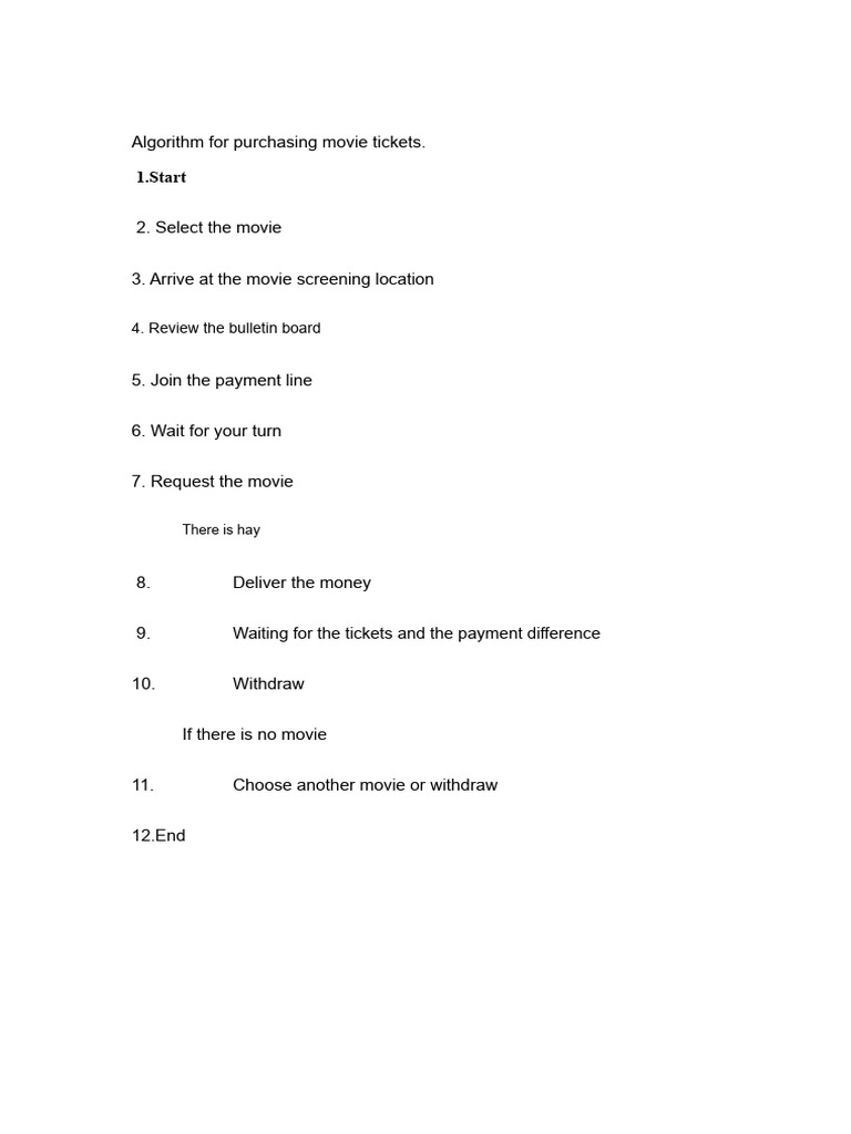 Movie Ticket Purchase Algorithm | PDF