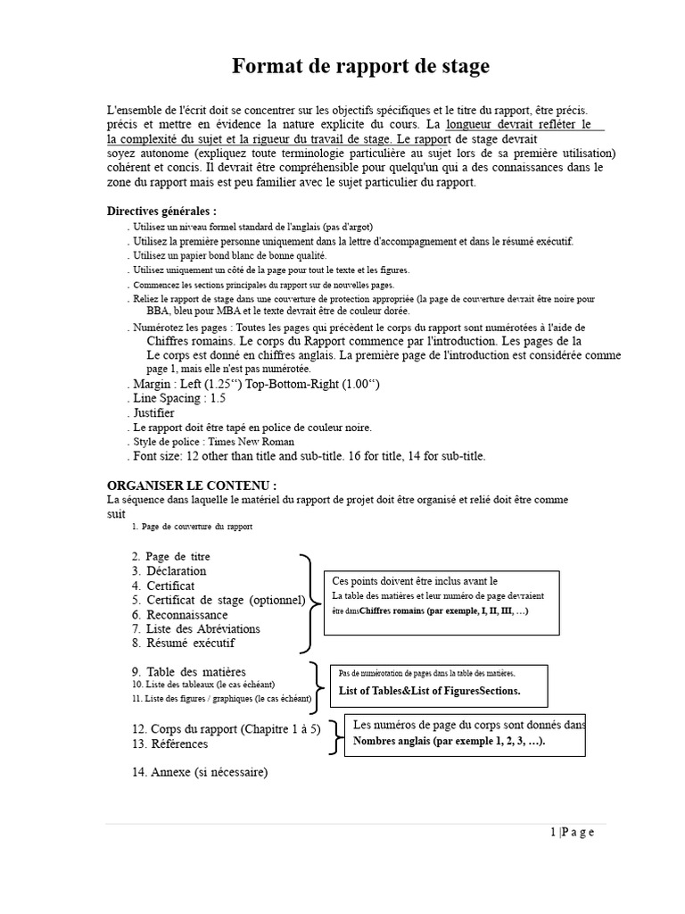 Guide de rédaction d'un rapport de stage | PDF | Mise en page ...